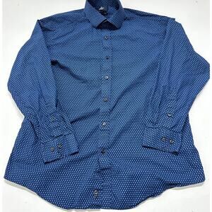 Buttoned Down Mens Shirt XL Blue Long Sleeve 100% Supima Cotton All Over Print